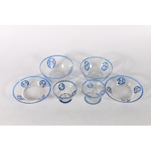 83 - Flash cut finger bowls, saucers and stemmed dishes, two of each, stemmed dishes measure 5cm.  (6)