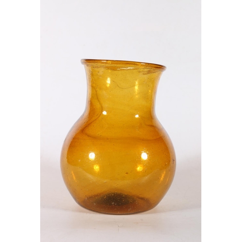 86 - Early amber art glass vase with all over bubbled decoration and faint marbling effect, 20cm.