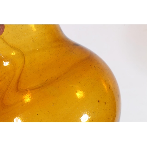 86 - Early amber art glass vase with all over bubbled decoration and faint marbling effect, 20cm.