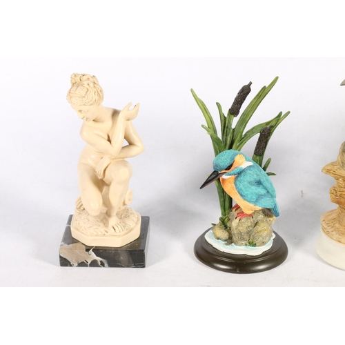 174 - Oriental ginger jar, two bird models and A G Ruggeri sculpture.