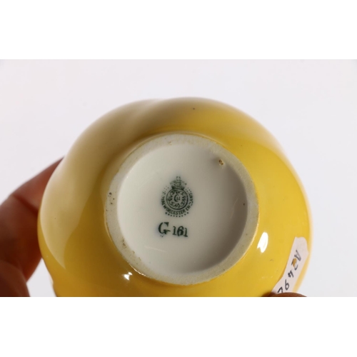 58 - Pair of Royal Worcester yellow ground squat vases, 7cm.