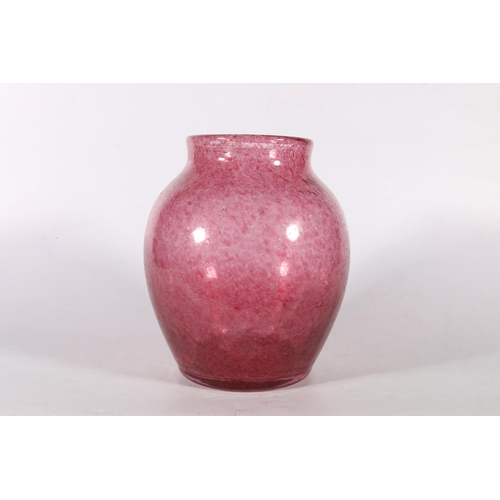 84 - Early pink art glass vase, with all over air bubbled decoration, 22cm.