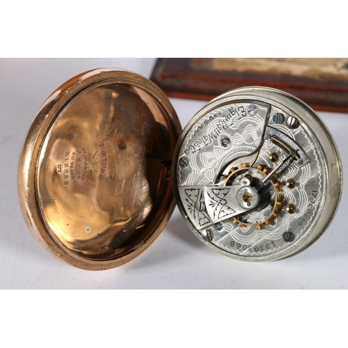 96 - Pokerwork pocket watch stand, or poor mans clock, in the form of a grandfather clock with Elgin pock... 