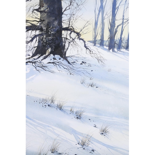 401 - DAVID GRAHAM (Scottish Contemporary, Snowscape, watercolour, signed lower right, 48cm x 37cm, frame ... 