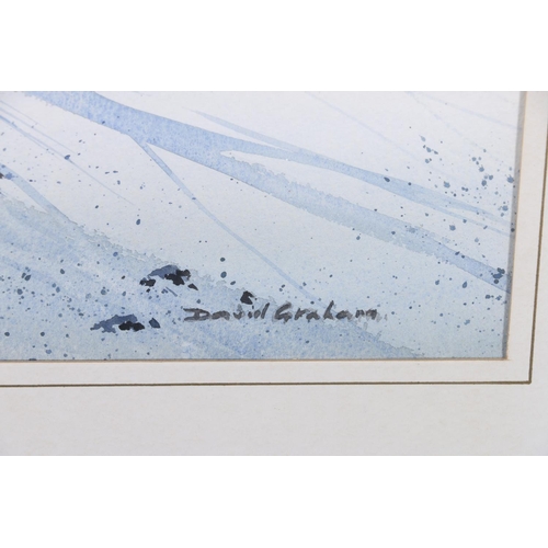 401 - DAVID GRAHAM (Scottish Contemporary, Snowscape, watercolour, signed lower right, 48cm x 37cm, frame ... 