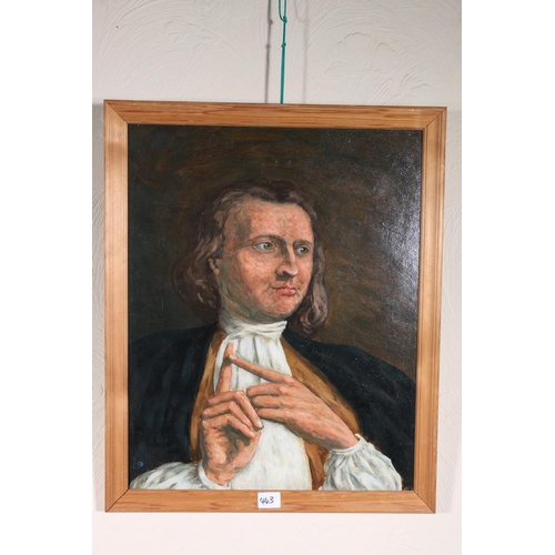 443 - 20TH CENTURY SCHOOL, bust length portrait of a gentleman, oil on board, 50cm x 40cm, frame 56cm x 46... 