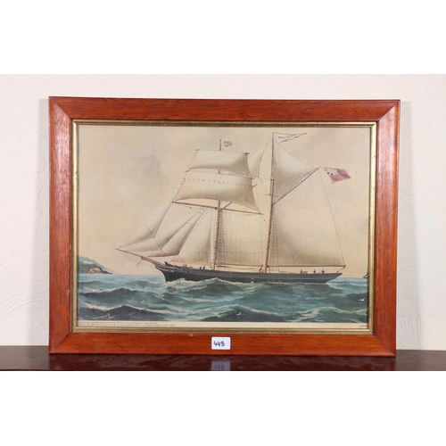 448 - After REUBEN CHAPPELL (1878-1940), The Spinaway Wooden Schooner, print, 33cm x 49cm, frame 43cm x 58... 