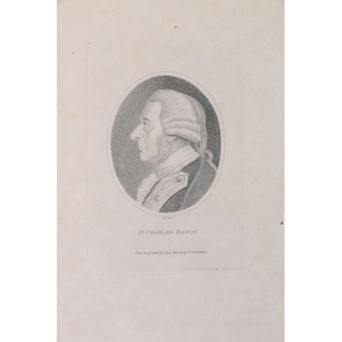 454 - EDWARD HARDING, Sir Charles Hardy, engraving, published 1800, 9cm x 7.5cm, frame 47cm x 30cm. D LIZA... 