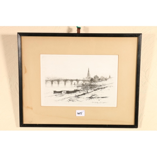 465 - SIR DAVID YOUNG CAMERON RA RSA (Scottish 1865-1945), Perth Bridge, etching, 17cm x 26cm, frame 34cm ... 