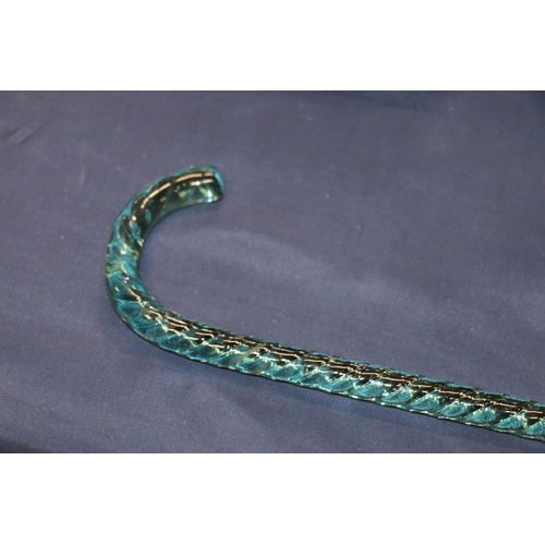 108 - Green glass spiral walking stick