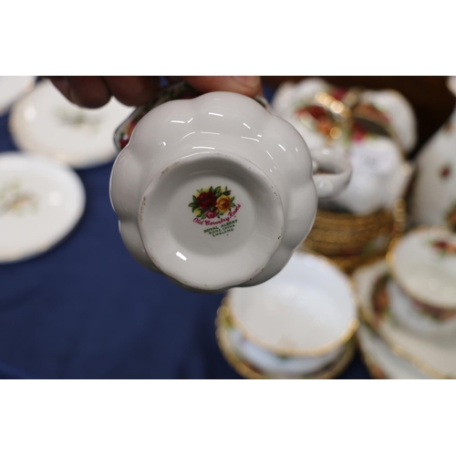 162 - Royal Albert Old Country Rose pattern teaset and a vase.