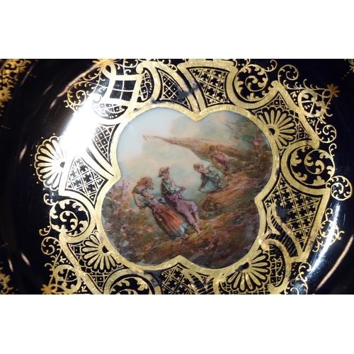 181 - Pair of Dresden style cabinet plates, a Spode stand, and a Victorian tureen stand.