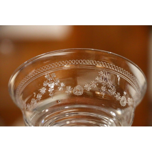 73 - Set of five Stuart crystal dishes with bands of etched decoration and three others slightly larger, ... 