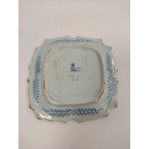 263 - Three matching Cantagalli style blue and white side plates, with blue underglazed winged putti, with... 