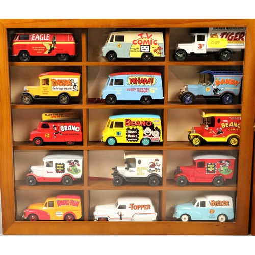 260 - Four wall mounted cabinets each containing fifteen model vehicles mainly Days Gone By, commercial co... 