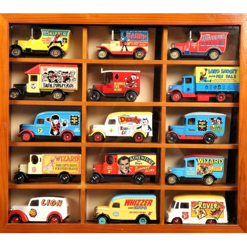 260 - Four wall mounted cabinets each containing fifteen model vehicles mainly Days Gone By, commercial co... 