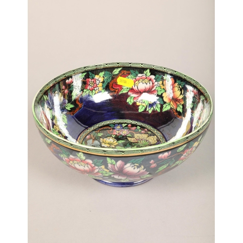 177 - Maling blue ground floral decorated bowl and another similar oval