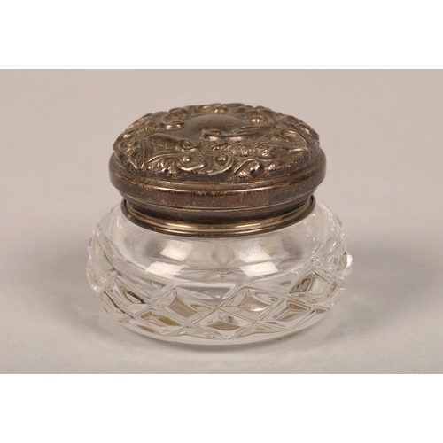 198 - Quantity of silver items including egg cups, silver lidded glass jar, total weight 328 grams