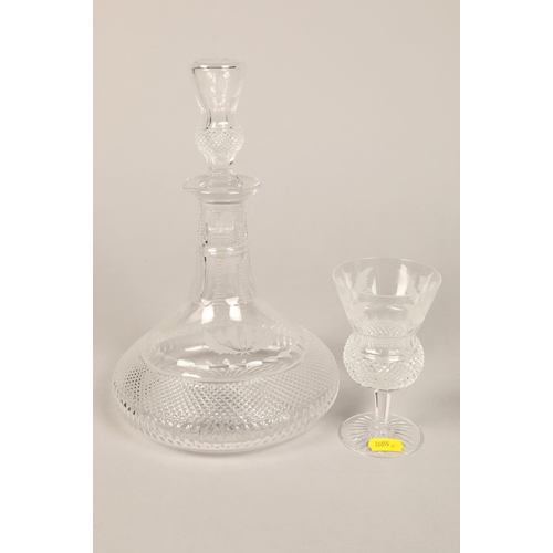 204 - Edinburgh crystal thistle decanter and six matching wine glasses