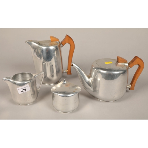 206 - Four piece Picquot ware tea set