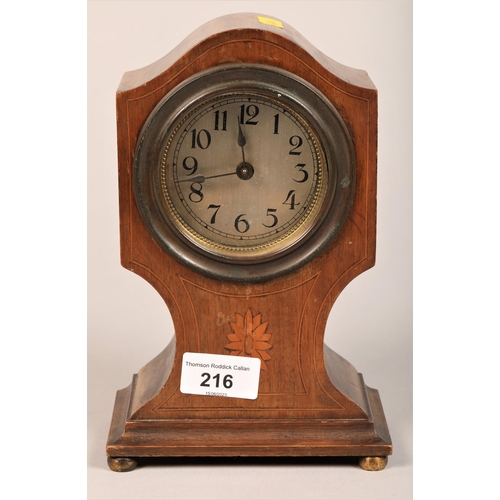 216 - Edwardian inlaid mantle clock