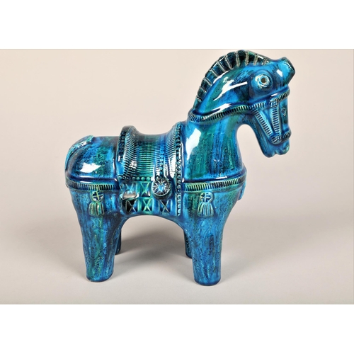 223 - Italian mid century Aldo Londi Bitossi style ceramic turquoise horse 10