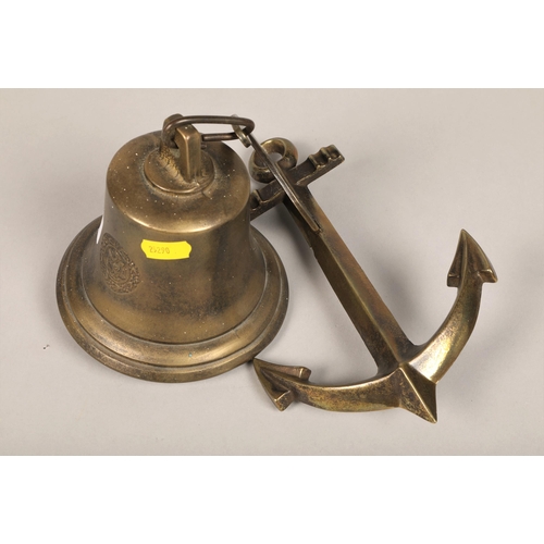 237 - Brass bell with anchor, 'MS BREMEN 1911'