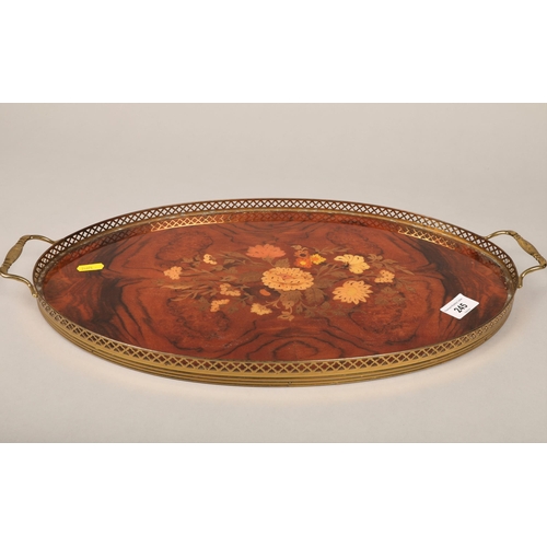 245 - Sorrento oval twin handled galleried tray  52cm