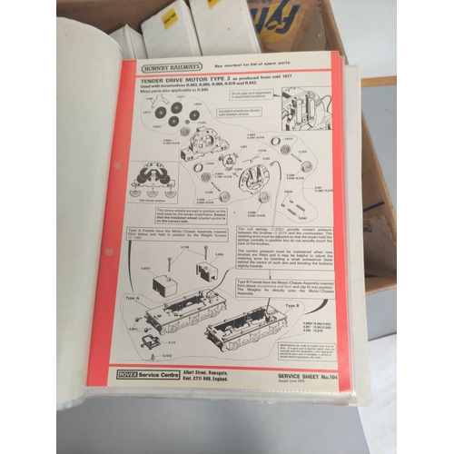 101 - Six folders of model railway schematics detailing assembly instructions and stock codes to include H... 