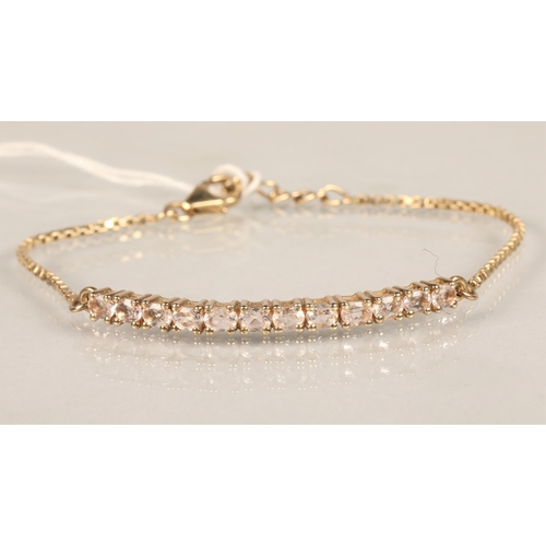 100 - Sterling silver bracelet set with pale pink stones