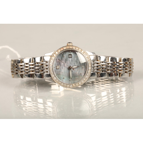 101 - Ladies stainless steel Rotary wristwatch with Diamond bezel