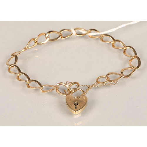85 - 9ct gold heart locket  bracelet weight 8.2g