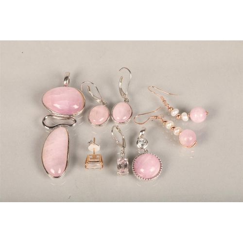 95 - Assortment of jewellery set in sterling silver with pink and purple semi precious stones