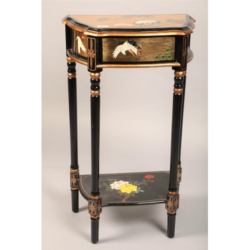 517 - Oriental style lacquered hall table with drawer and shelf 88cm h x 51cm w x 31cm d