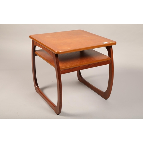 535 - Parker Knoll teak mid century style occasional table with shelf 51cmh, 51cmx51cm top