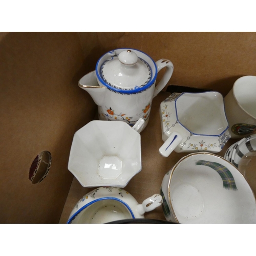 14 - Box of vintage tea ware including Shelley, Denby etc.