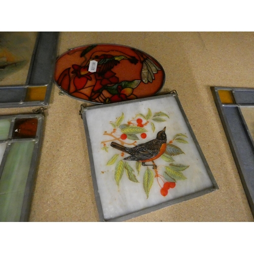 2 - Collection of stained glass panels to include ships, wildlife etc.