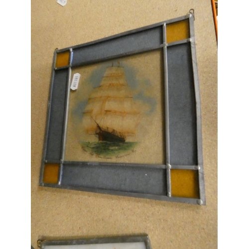 2 - Collection of stained glass panels to include ships, wildlife etc.