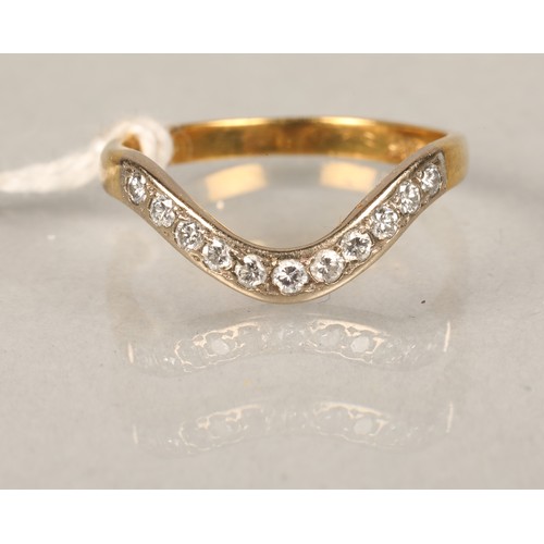 124 - Ladies 18ct gold Diamond set wishbone ringring sizeI/J