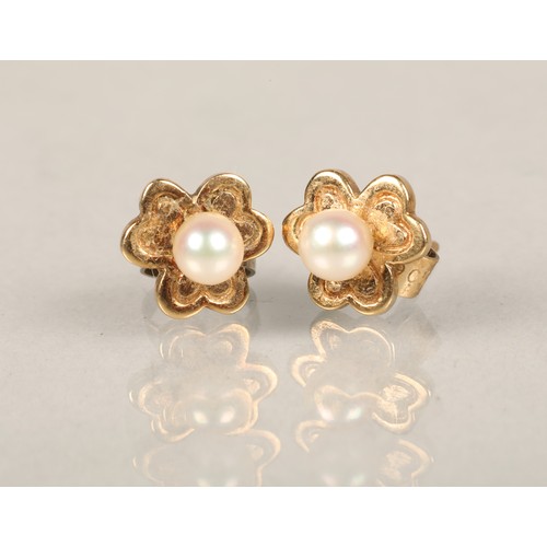 131 - Pair of 9ct gold seed pearl earrings