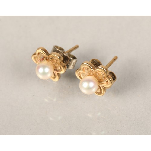 131 - Pair of 9ct gold seed pearl earrings
