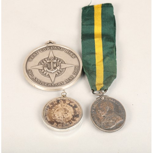 145 - Territorial medal for efficiency,Mounted Canadian coin & West Lowlands Hike Medal