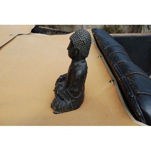 291 - South East Asian antique bronze lacquered medicine Buddha figure in seated meditation, 25cm high.