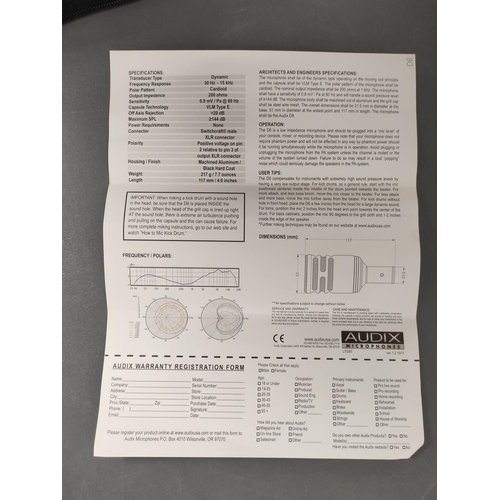 442 - Two boxed Audix microphones to include a D6 Dynamic microphone and a D4 Dynamic Hypercardiod microph... 