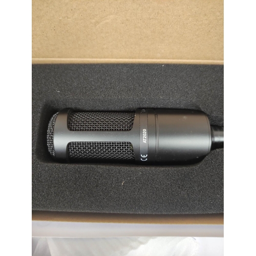 445 - Audio-technica. Three boxed AT2020 cardioid condenser microphones. (3)