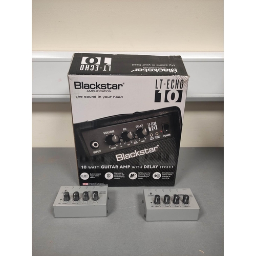 447 - Blackstar LT-Echo 10 10 watt guitar amp with delay complete with box. Also two Behringer HA400 micro... 