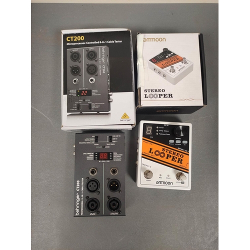 448 - Boxed Behringer CT200 microprocessor controlled 8-in-1 cable tester, and a boxed Ammoon stereo loope... 