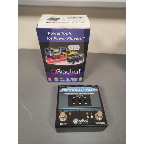 449 - Boxed Radial Bigshot ABY bypass guiar effect pedal and a boxed Radial Pro Di direct box. (2)