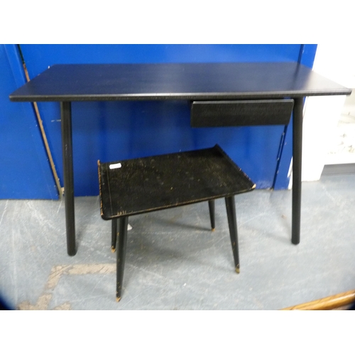 100 - Contemporary Danish-style ebonised dressing table and matching stool.