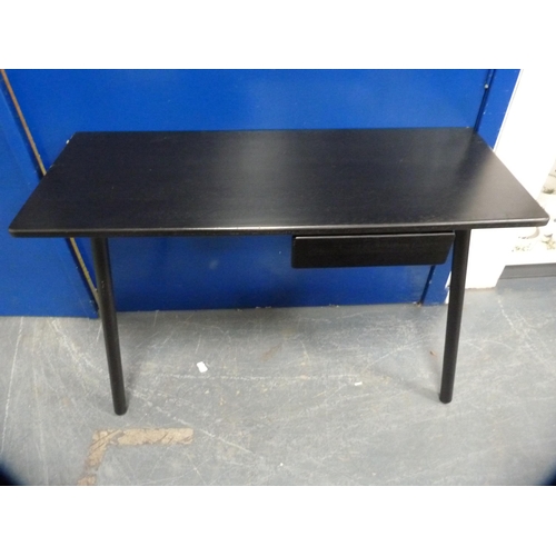 100 - Contemporary Danish-style ebonised dressing table and matching stool.